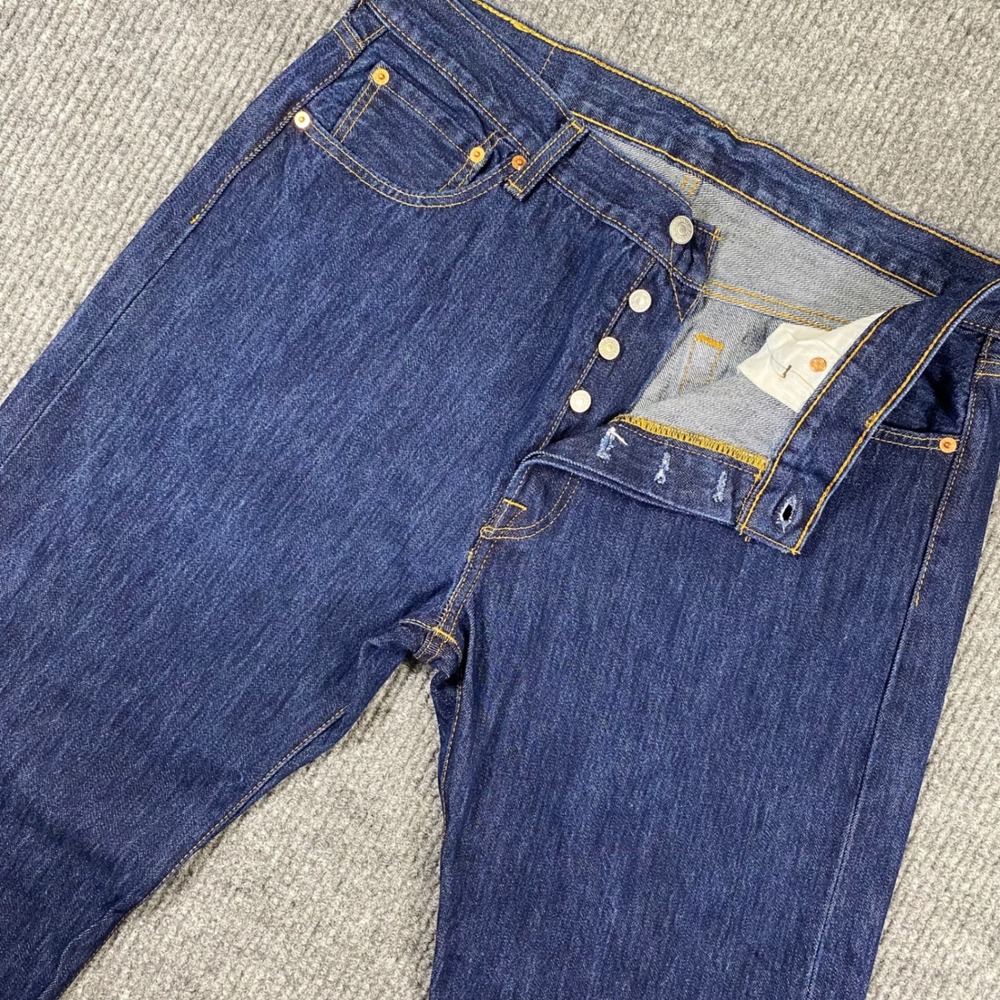Levis 501 Original Fit Jeans Mens 36x32 Dark Wash Straight Leg Button Fly Denim